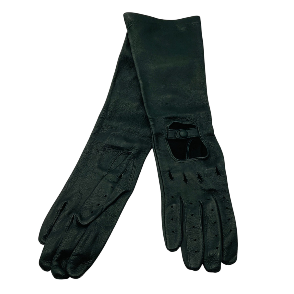 Marni Dark Green Long Leather Gloves