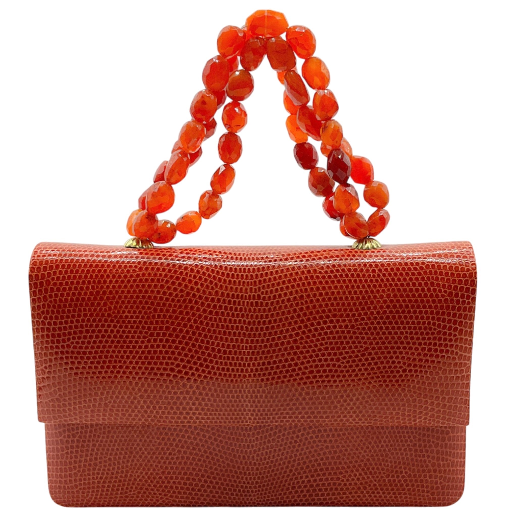 Darby Scott Orange Lizard Necklace Bag
