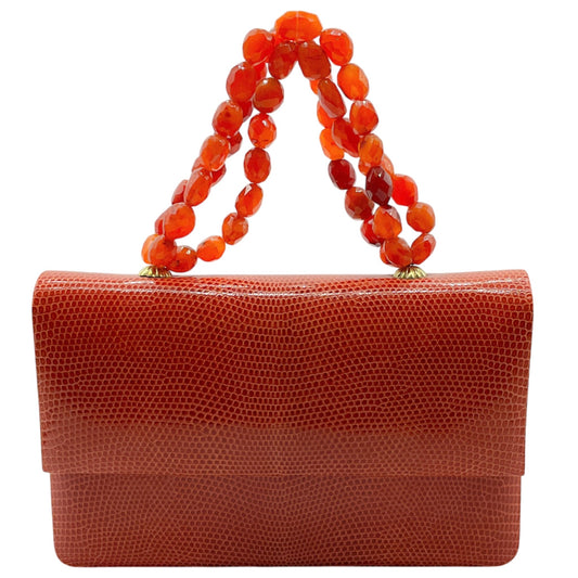 Darby Scott Orange Lizard Necklace Bag
