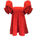 Load image into Gallery viewer, Leo Lin Scarlet Red Eloise Puff Sleeved Embroidered Mini Dress
