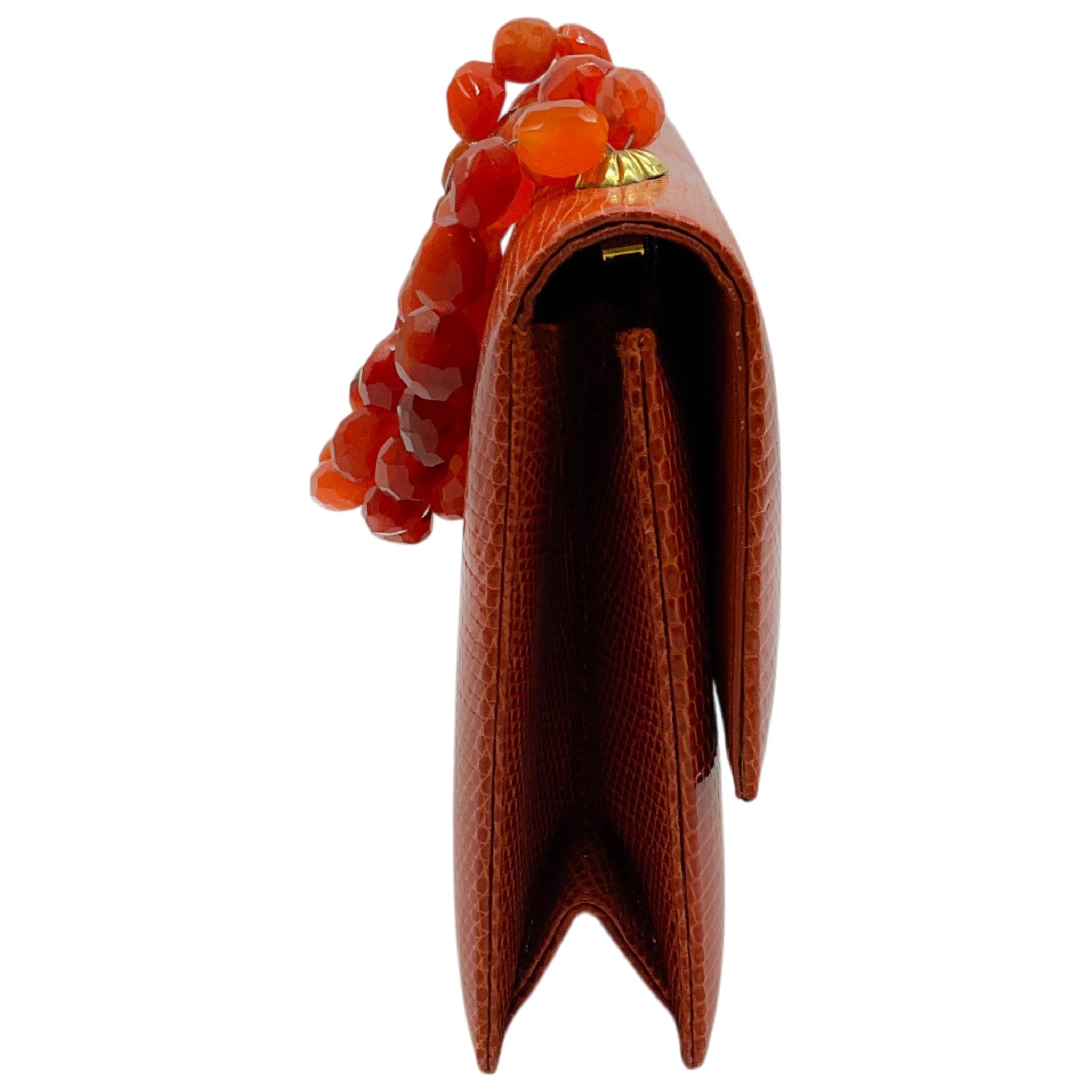 Darby Scott Orange Lizard Necklace Bag