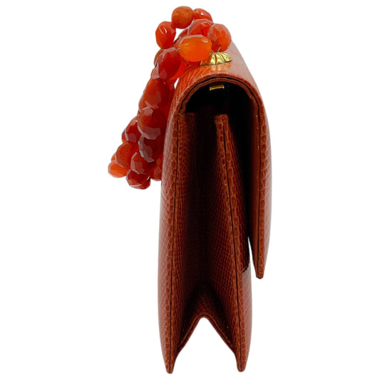Darby Scott Orange Lizard Necklace Bag