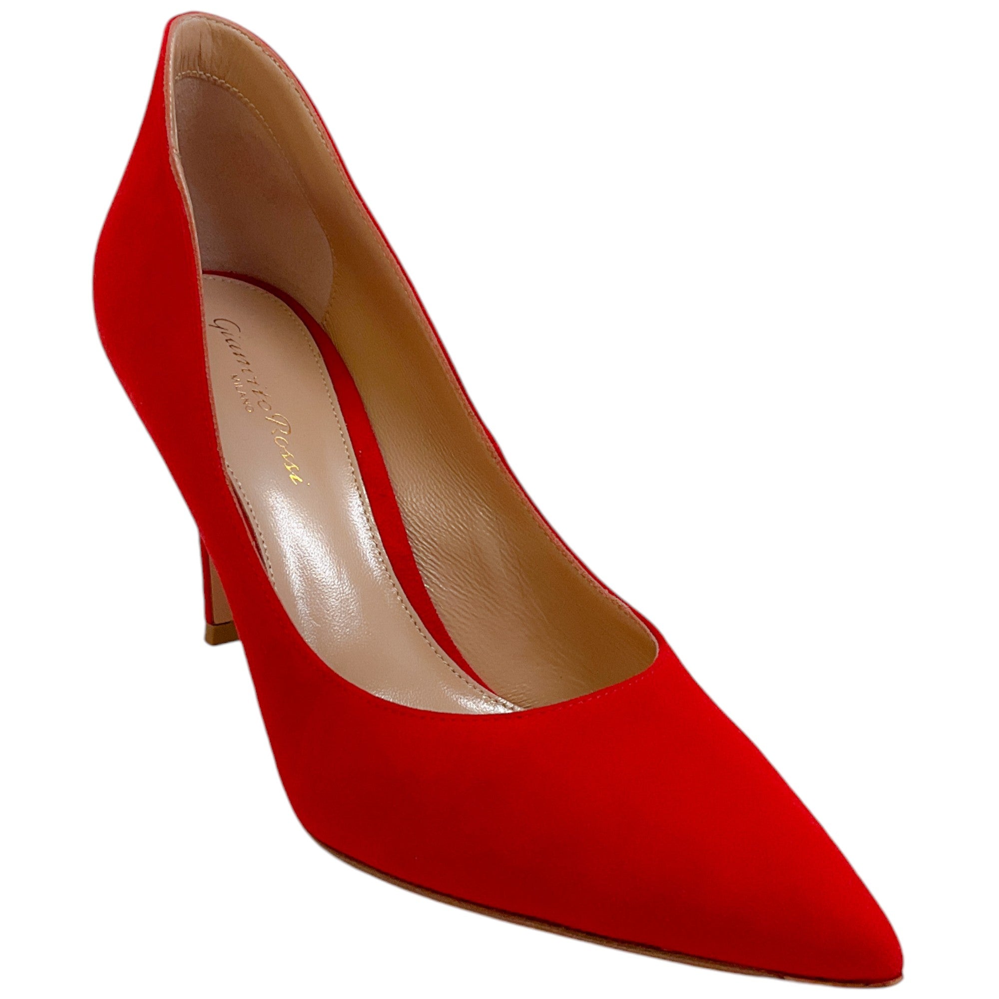 Gianvito Rossi Tabasco Red Suede Ellipsis 85 Pumps
