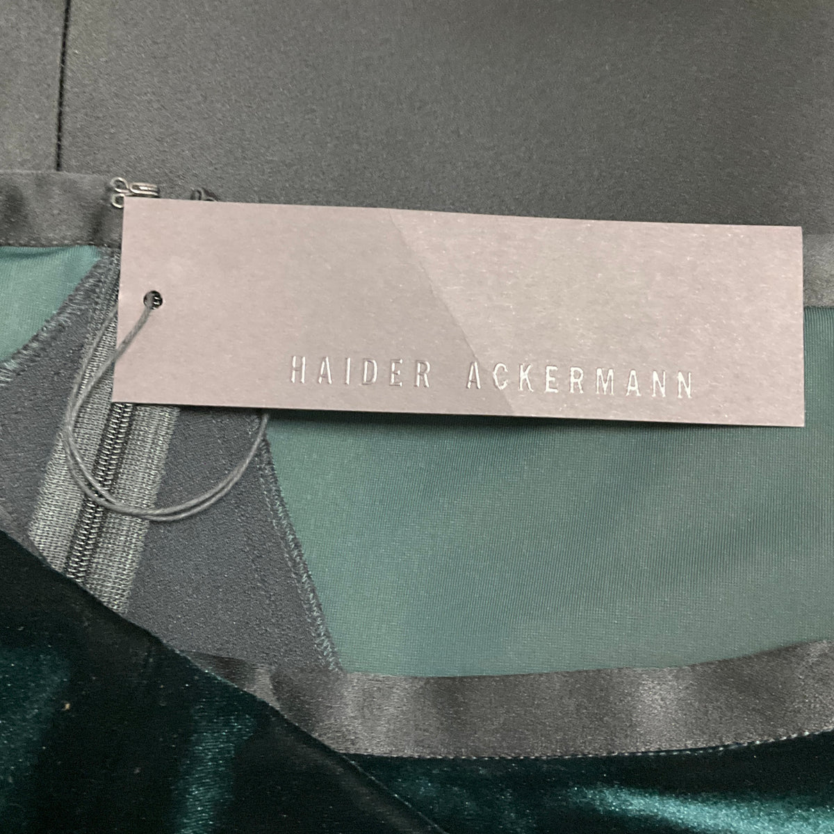 Haider Ackermann Deep Green / Super Shiny Black Kerria Velvet Midi Skirt