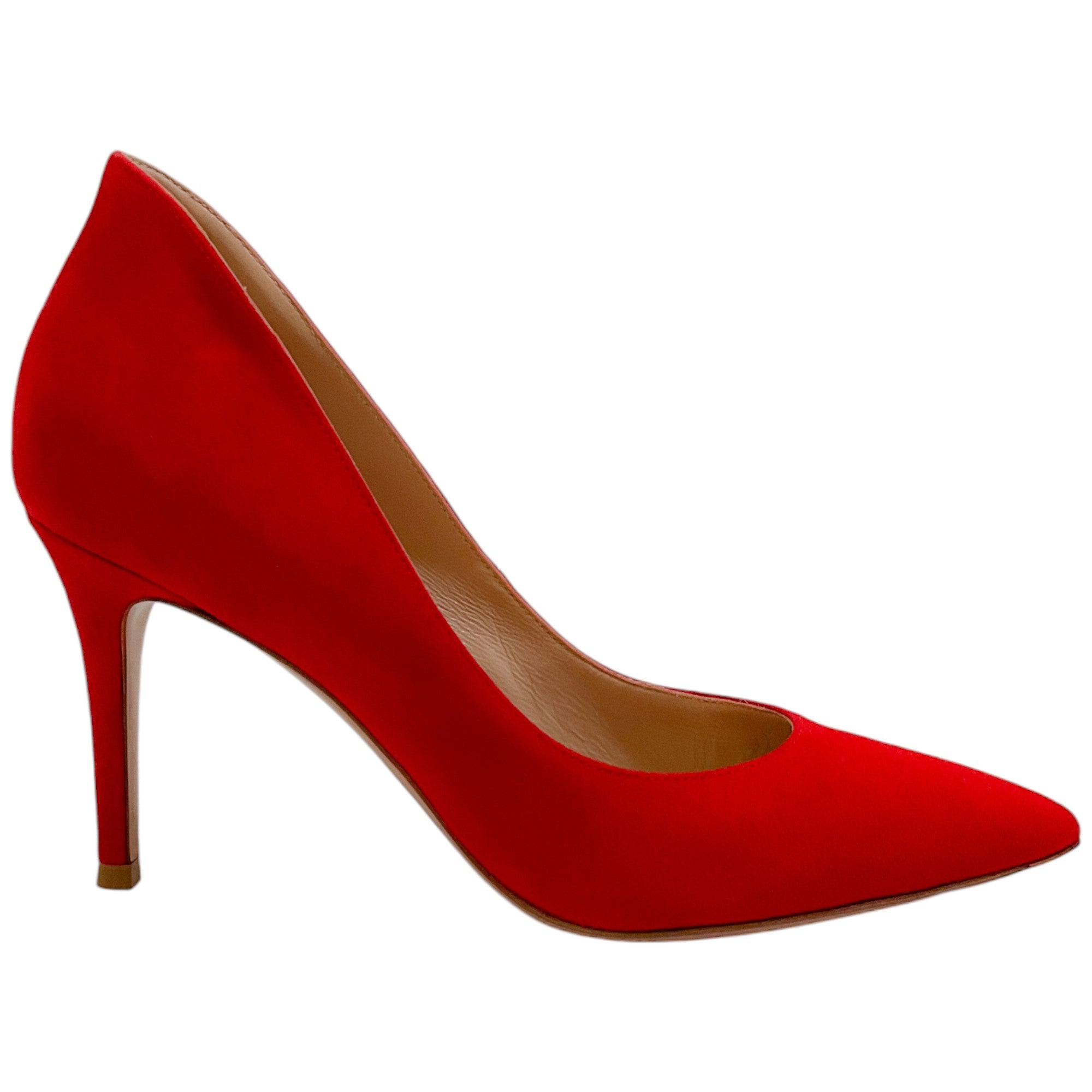 Gianvito Rossi Tabasco Red Suede Ellipsis 85 Pumps