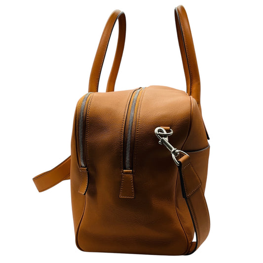Aviteur Tan / Walnut Cristallo Nubuck Leather Weekend Weekender Bag with Palladium Hardware