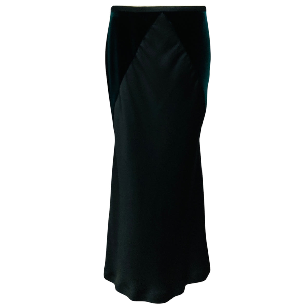 Haider Ackermann Deep Green / Super Shiny Black Kerria Velvet Midi Skirt