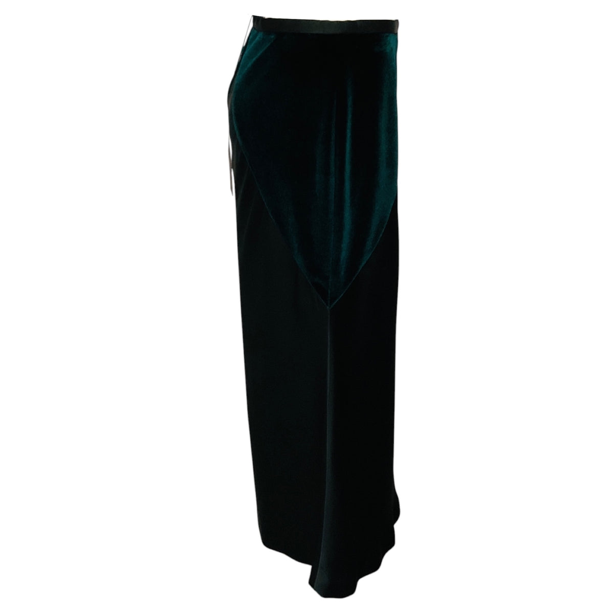 Haider Ackermann Deep Green / Super Shiny Black Kerria Velvet Midi Skirt
