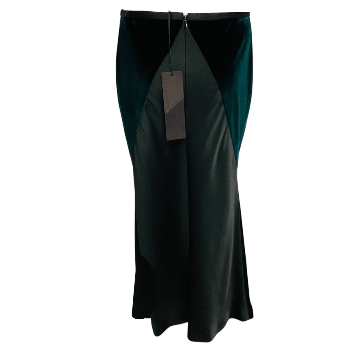 Haider Ackermann Deep Green / Super Shiny Black Kerria Velvet Midi Skirt