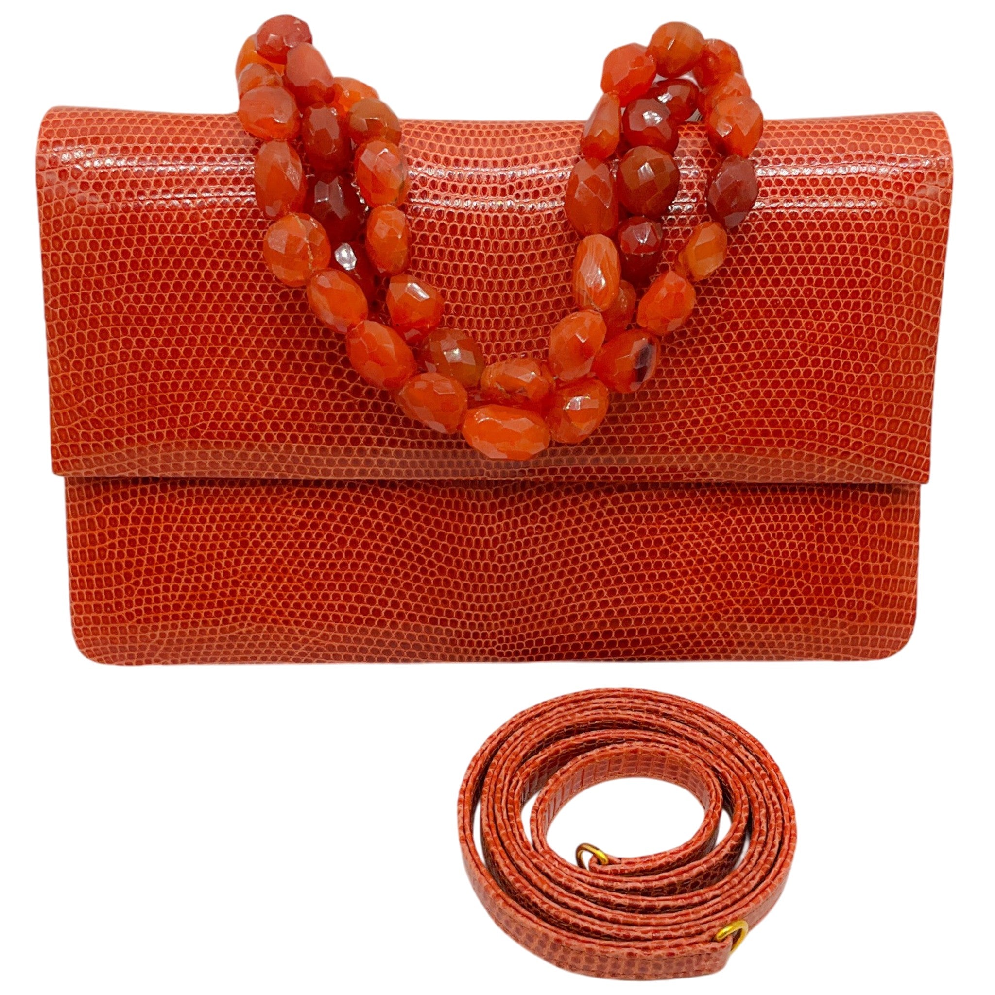Darby Scott Orange Lizard Necklace Bag