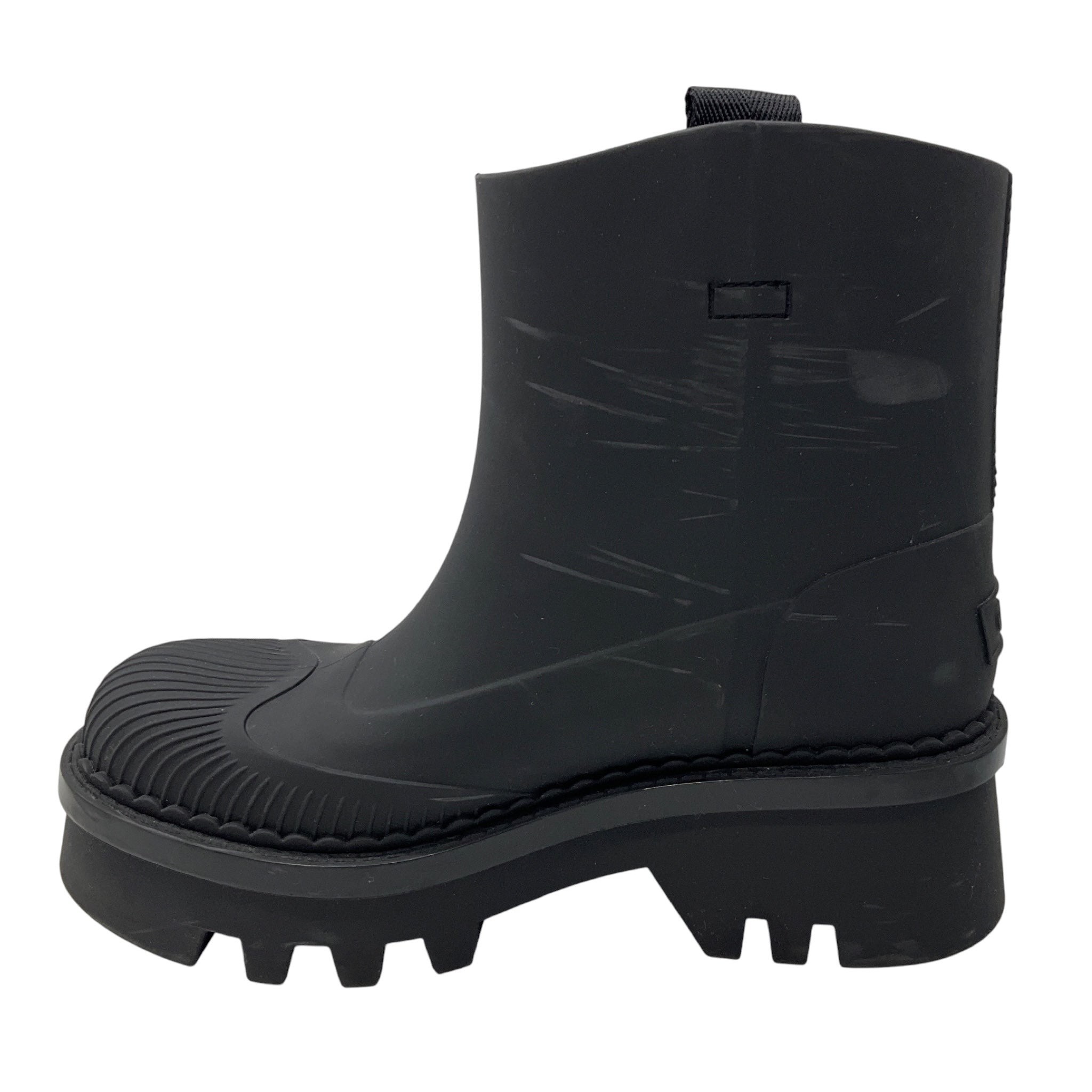Chloe Black Rubber Rain Ankle Boots