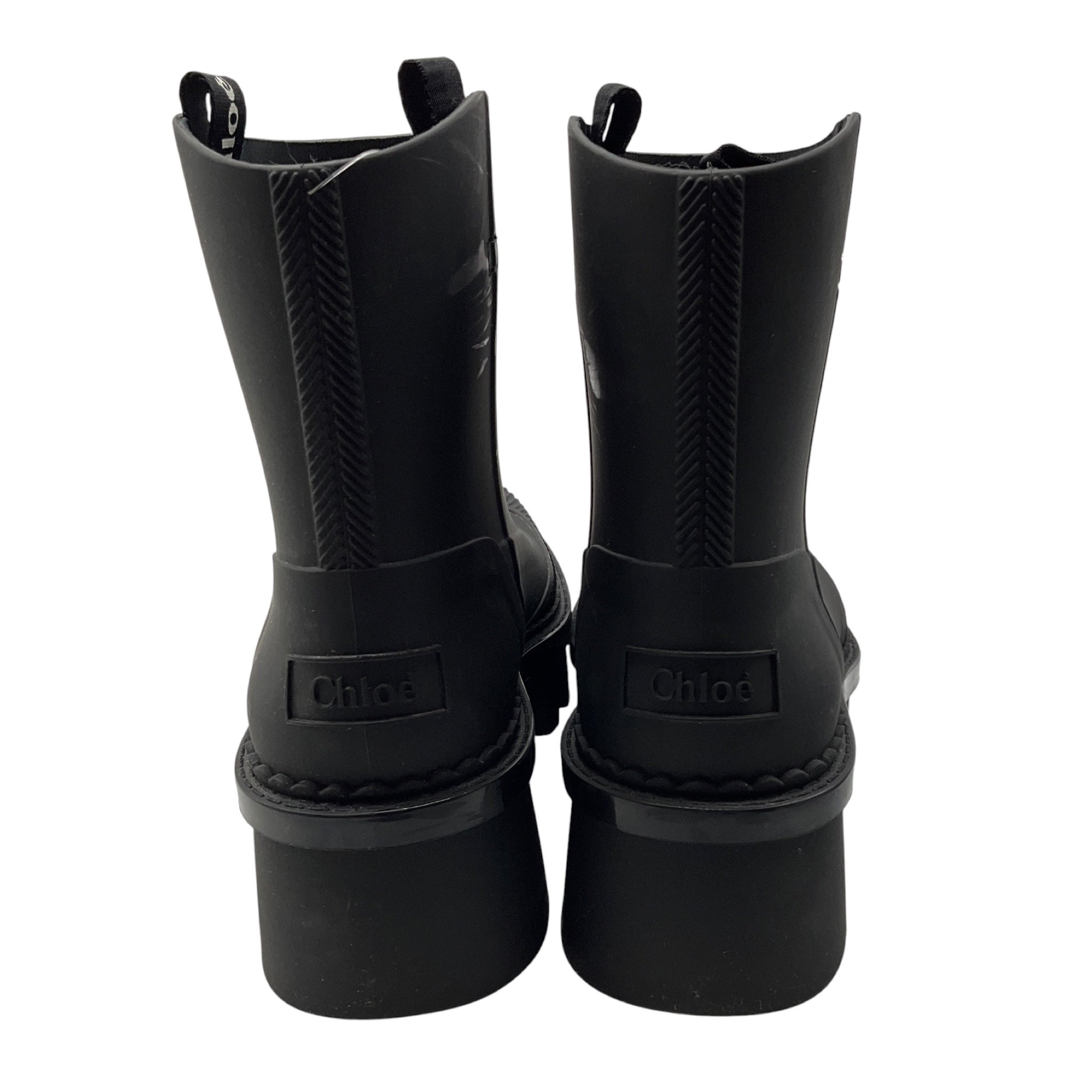 Chloe Black Rubber Rain Ankle Boots
