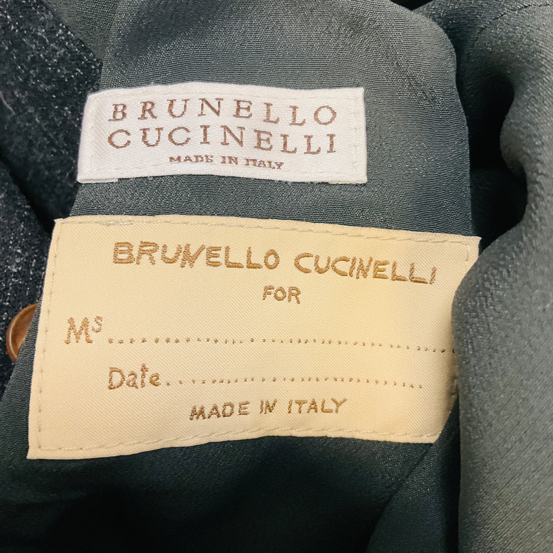 Brunello Cucinelli Charcoal Grey Double Breasted Wool Blazer Jacket with Monili
