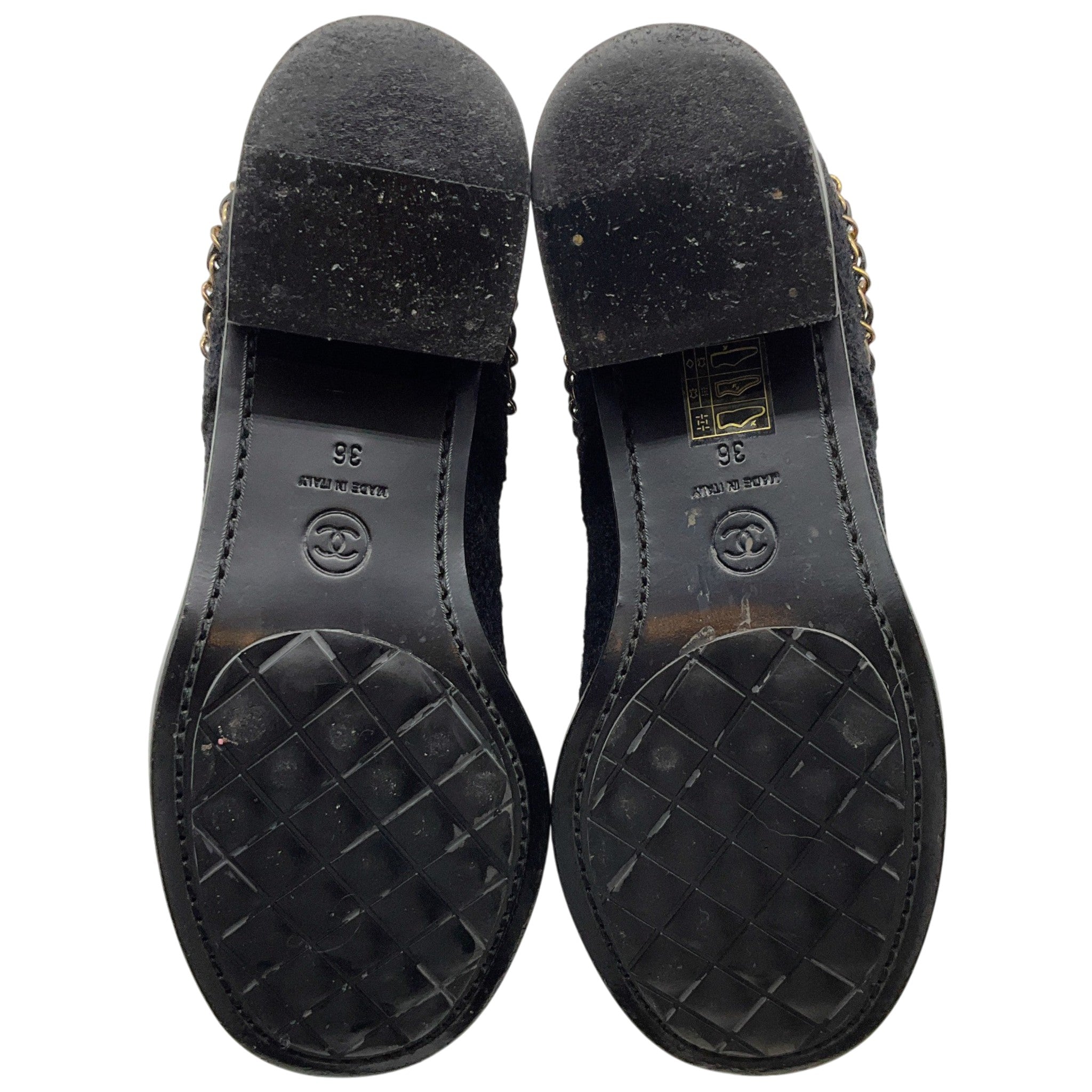 Chanel Black Tweed Chelsea Boots with Gold Chain Detail