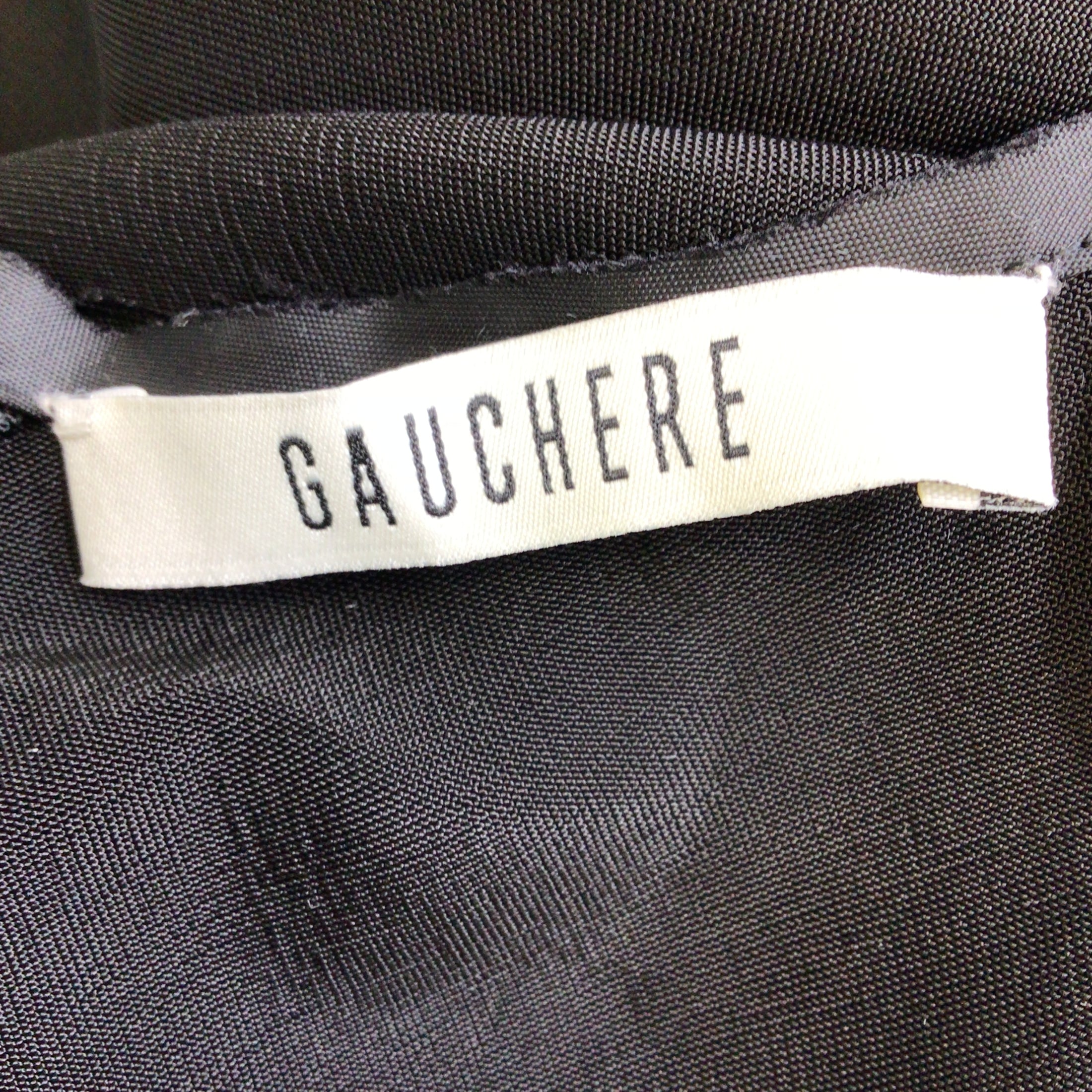 Gauchere Black Sheer Raw Edge Long Crepe Dress