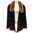 Load image into Gallery viewer, Oscar de la Renta Couture Black / Burgundy Embroidered Persian Lamb Fur Coat with Fur Collar
