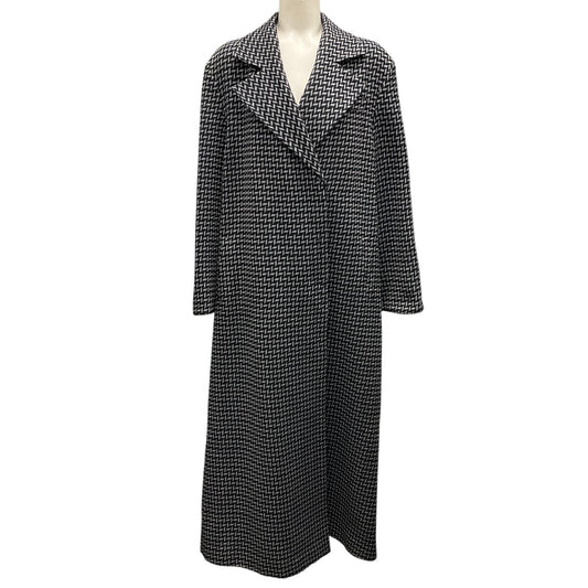 Giorgio Armani Black / Grey Geometric Patterned Full-Length Wool Coat