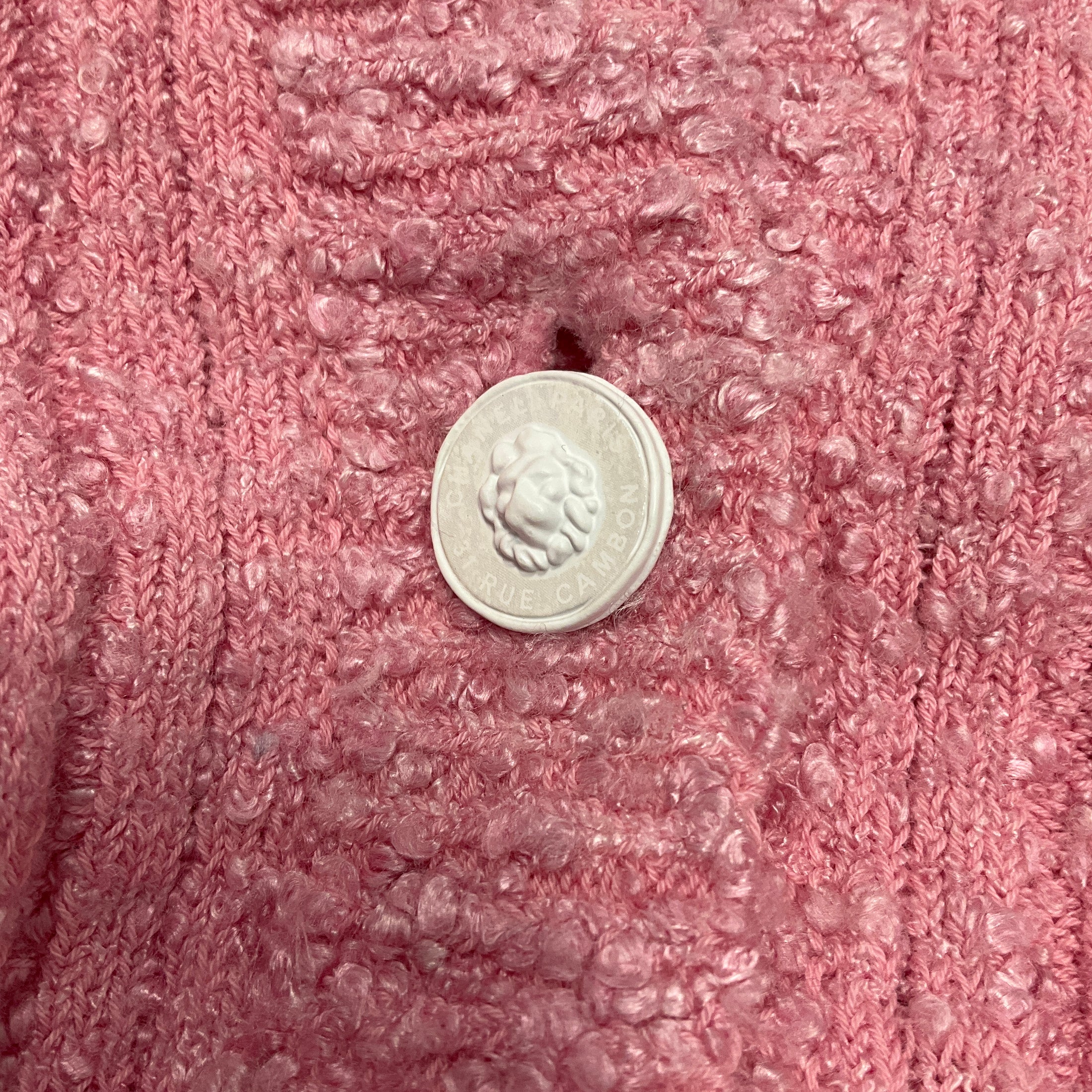 Chanel Pink / White Knit Cardigan Sweater