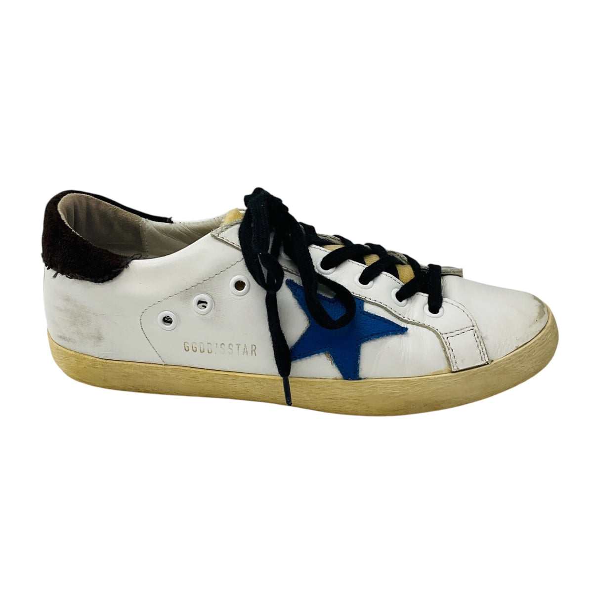Golden Goose Deluxe Brand White / Blue Leather Low Top Superstar Sneakers