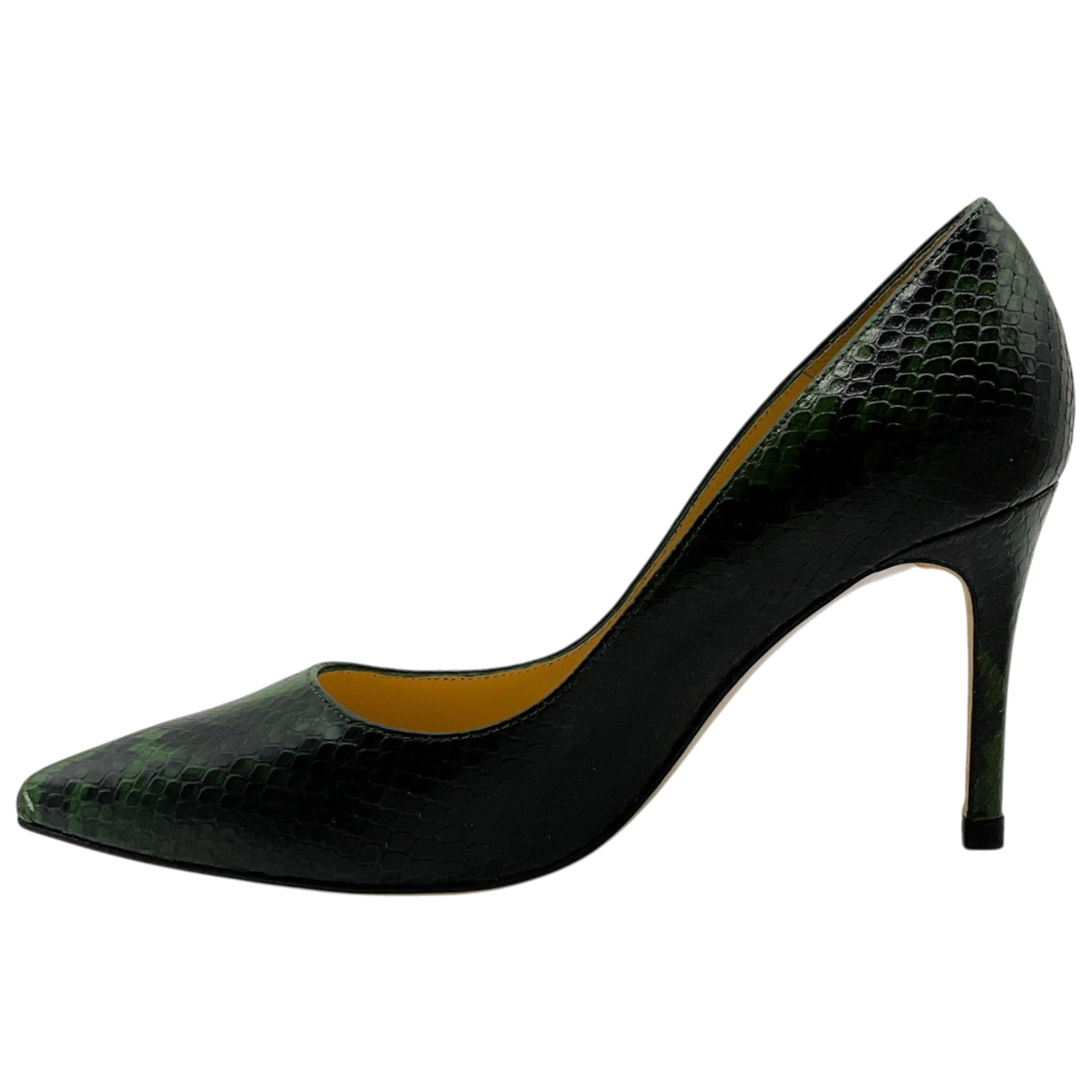 L'Agence Winter Moss Leather Snake Embossed Eloise Pumps
