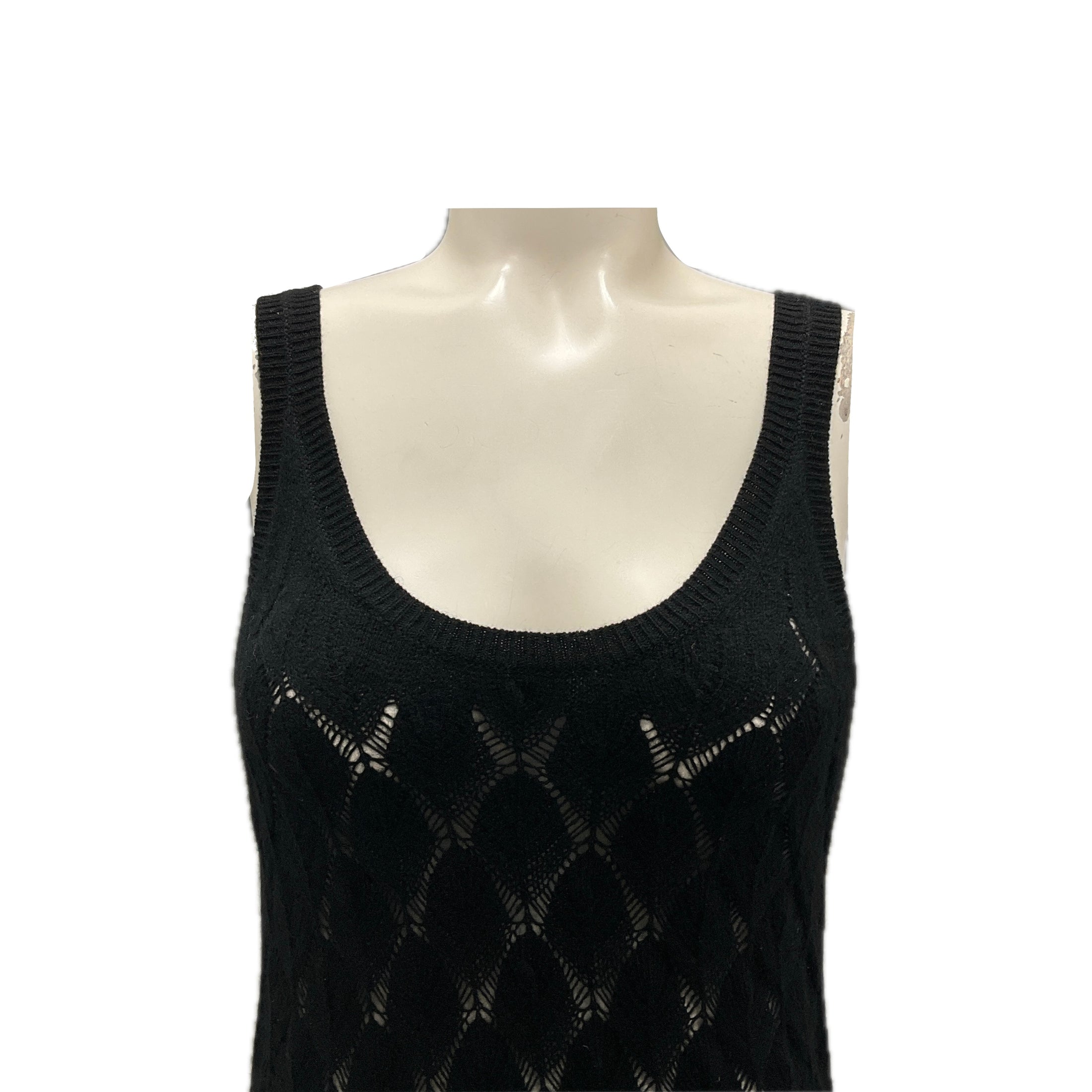 Chloe Black Sleeveless Open Knit Cashmere Maxi Dress