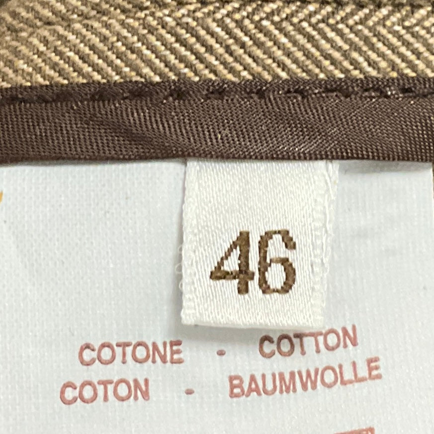 Brunello Cucinelli Beige / Brown Herringbone Cotton Blazer Jacket