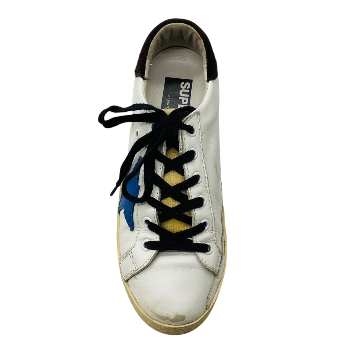 Golden Goose Deluxe Brand White / Blue Leather Low Top Superstar Sneakers