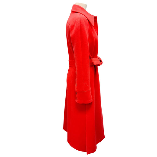 Marc Jacobs Red Belted Button-Front Mid-Length Wool Coat