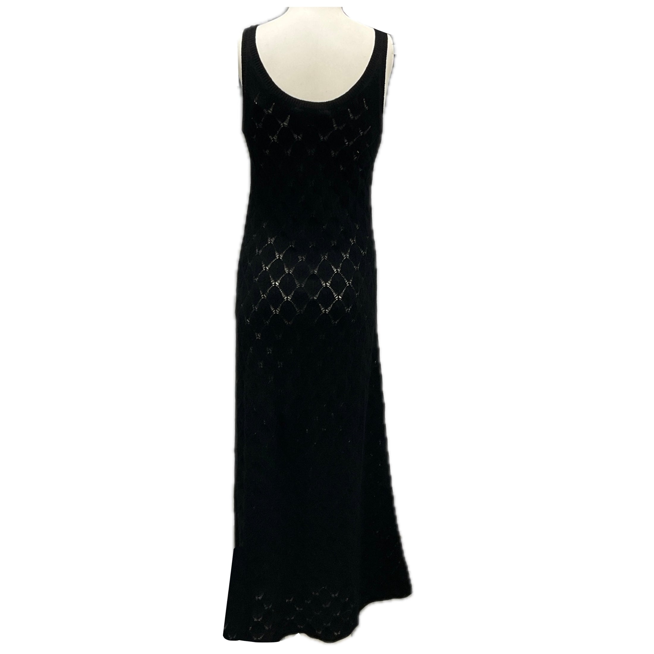 Chloe Black Sleeveless Open Knit Cashmere Maxi Dress