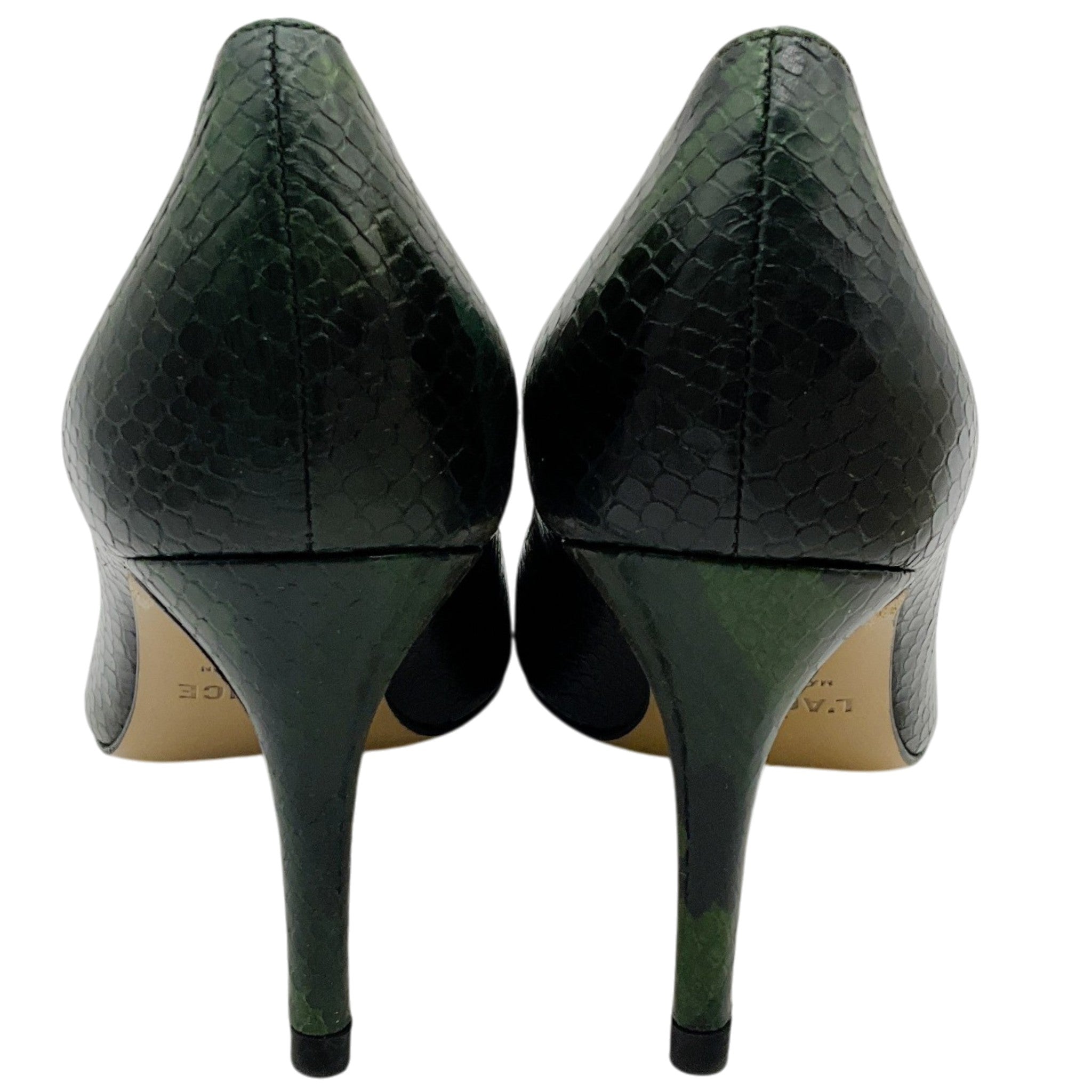 L'Agence Winter Moss Leather Snake Embossed Eloise Pumps
