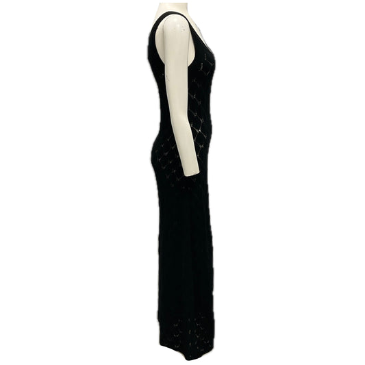 Chloe Black Sleeveless Open Knit Cashmere Maxi Dress