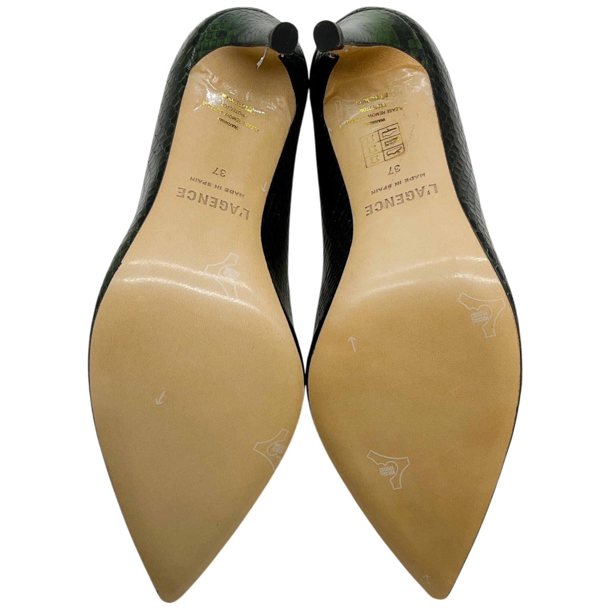 L'Agence Winter Moss Leather Snake Embossed Eloise Pumps