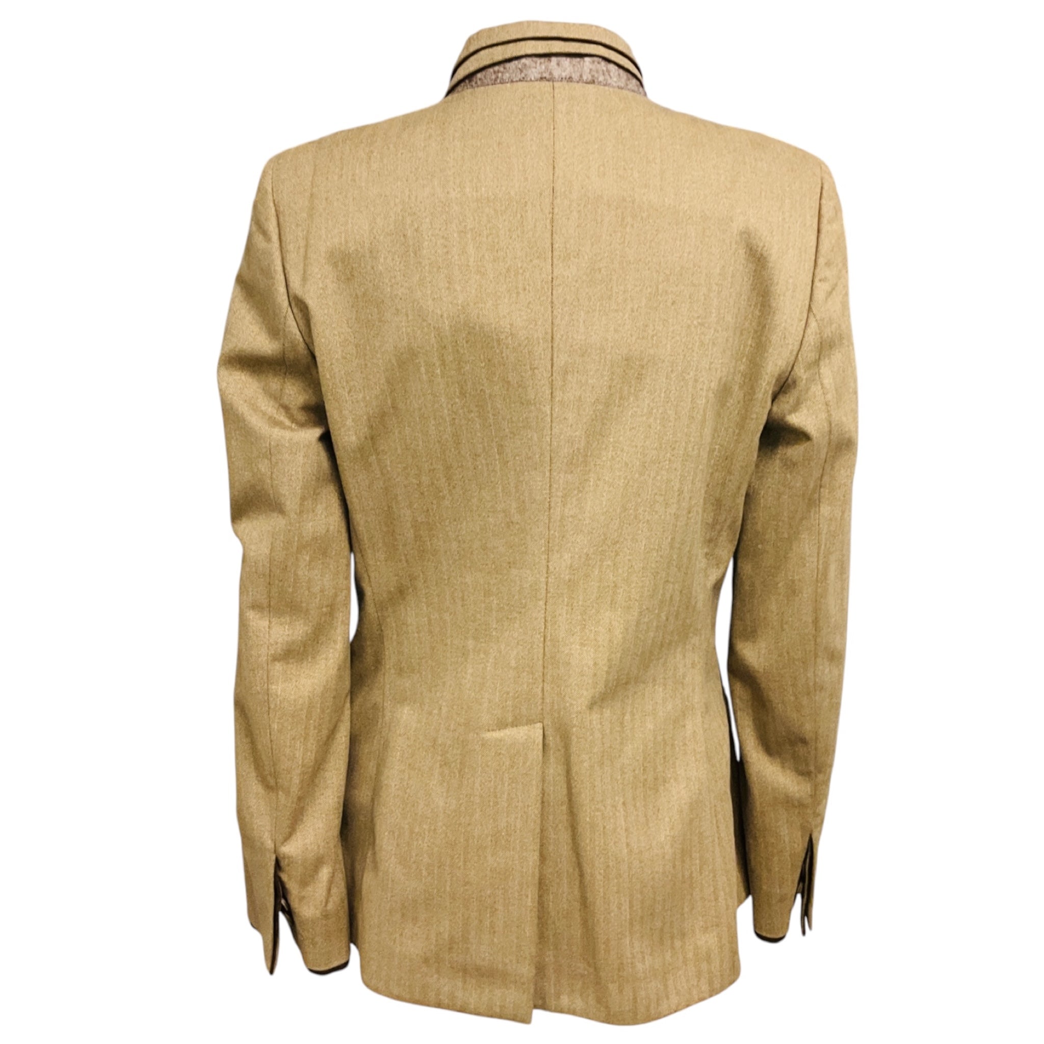 Brunello Cucinelli Beige / Brown Herringbone Cotton Blazer Jacket