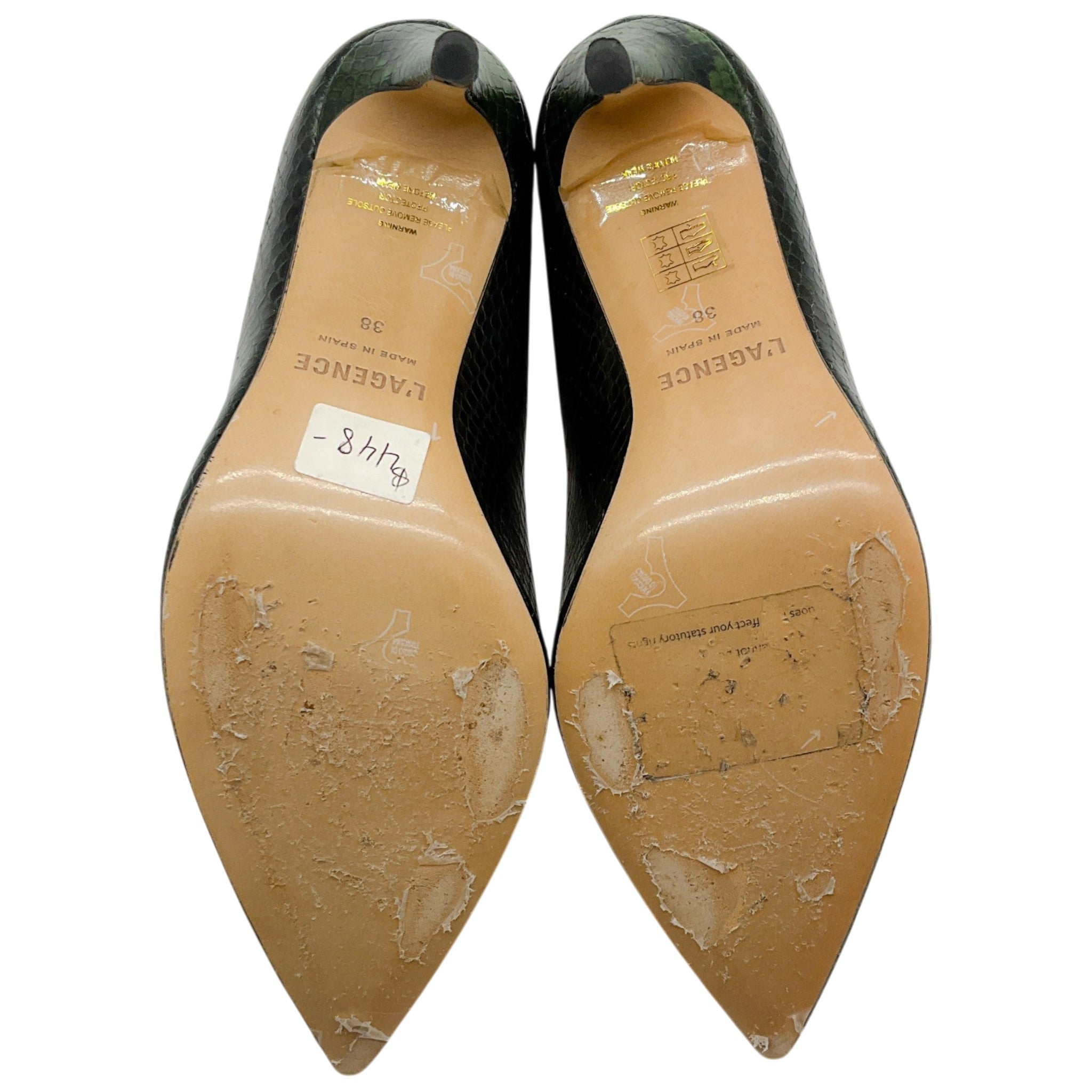 L'Agence Winter Moss Leather Snake Embossed Eloise Pumps