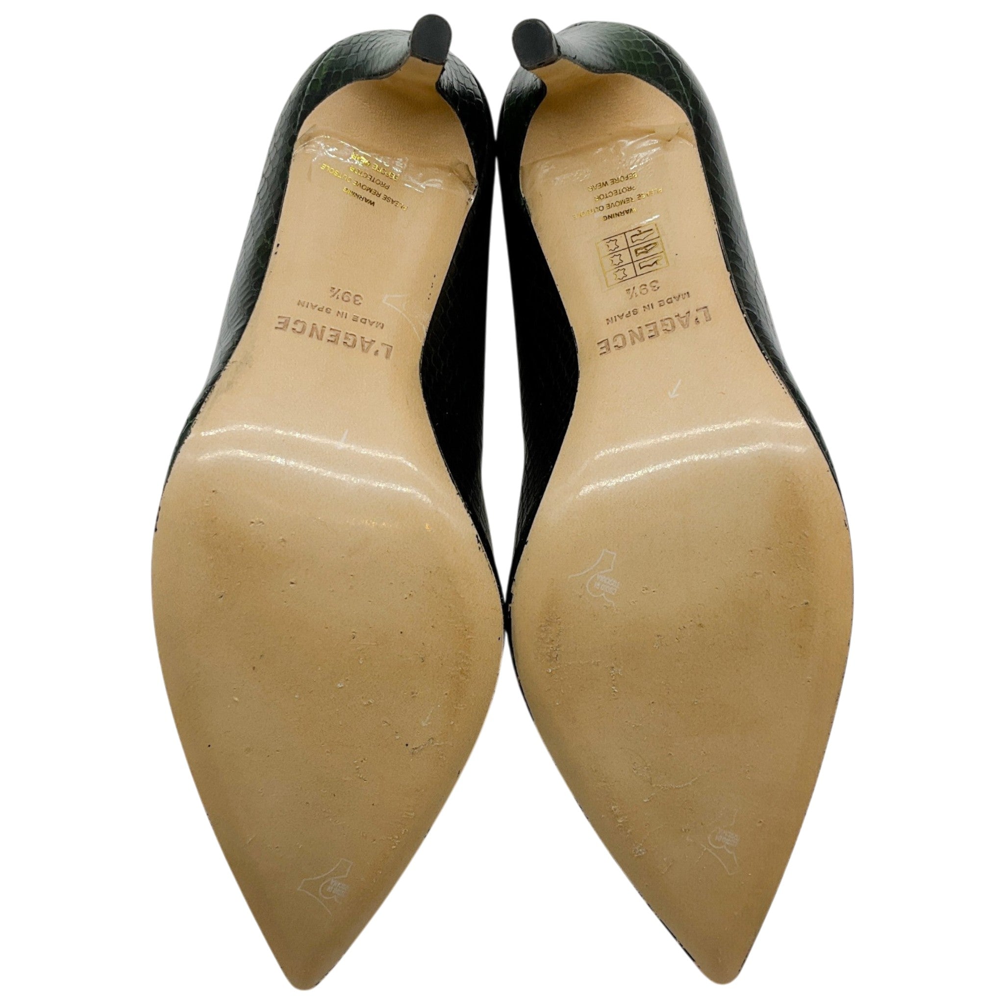 L'Agence Winter Moss Leather Snake Embossed Eloise Pumps
