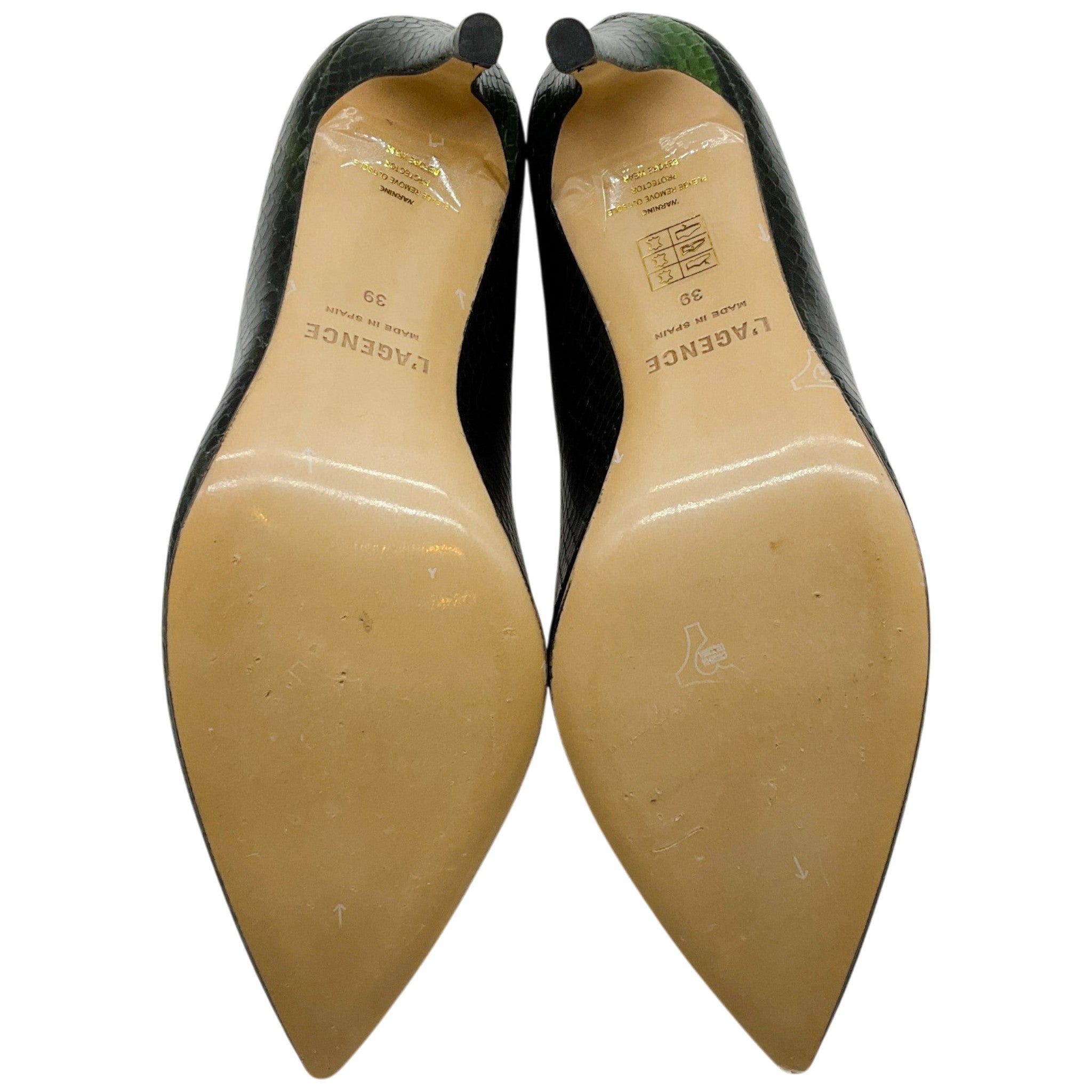 L'Agence Winter Moss Leather Snake Embossed Eloise Pumps