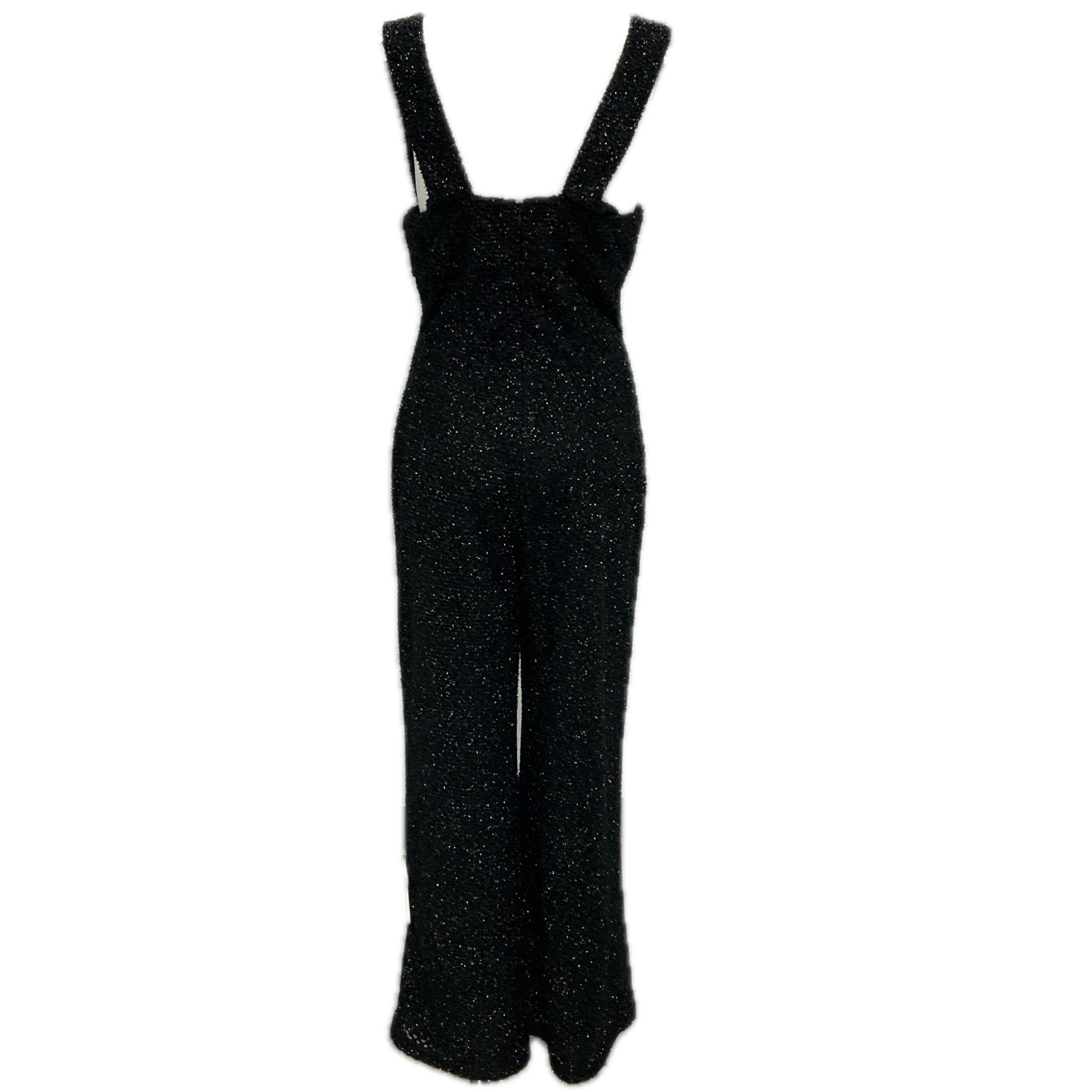 Emilia Wickstead Black Aden Metallic Open Knit Jumpsuit