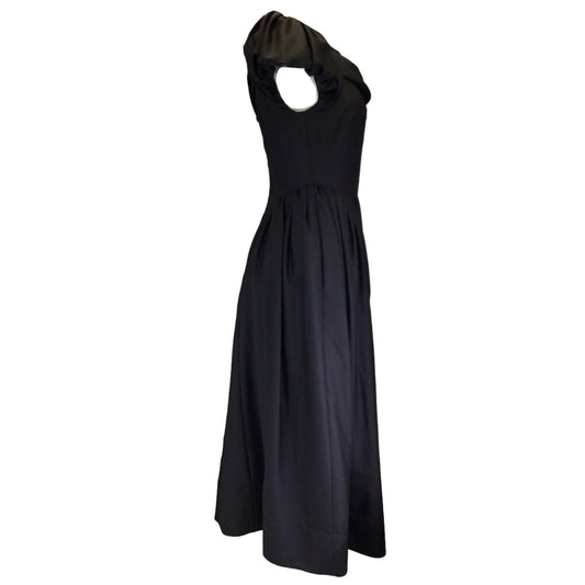 Simone Rocha Black Short Sleeved Wool Midi Dress
