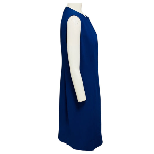 Akris Enzian Blue Sleeveless Wool Sheath Dress