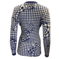 Load image into Gallery viewer, Brandon Maxwell Navy Blue / White Floral Gingham Long Sleeved Wool Crewneck Sweater
