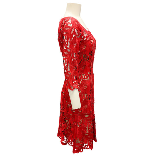 Temperley London Red / Nude Lace Dress