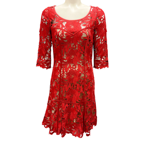 Temperley London Red / Nude Lace Dress