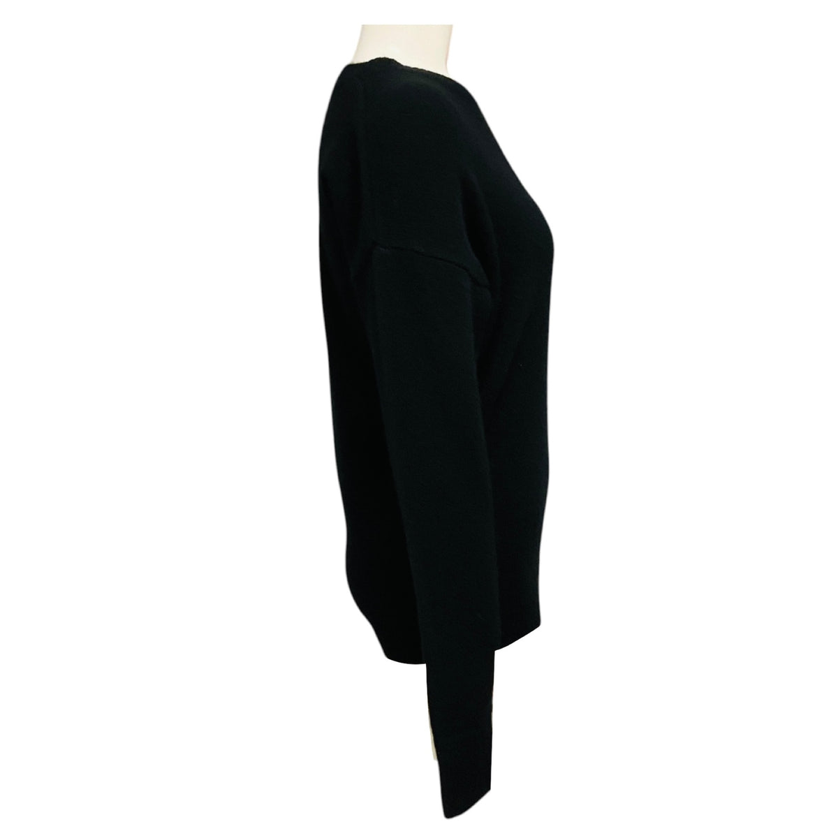 SPRWMN Black / White Heart Design Long Sleeved Cashmere Knit Crewneck Pullover Sweater