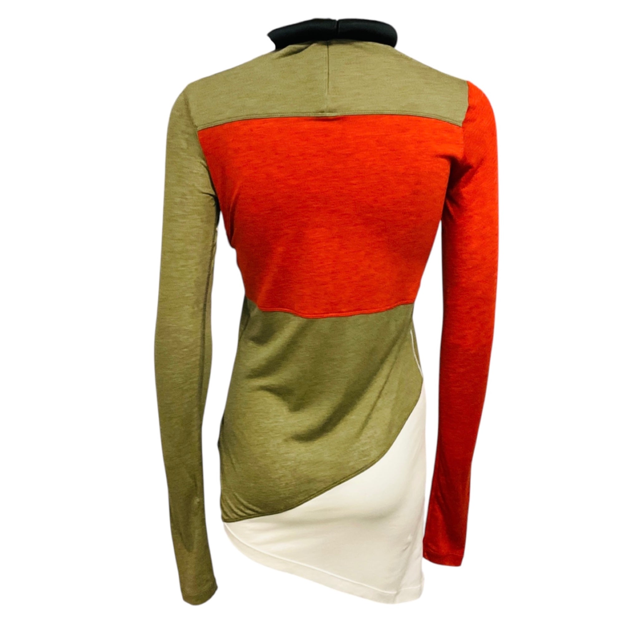 Phoebe Philo Olive Green / Orange / Ivory Tubular Block Knit Sweater