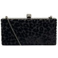 Load image into Gallery viewer, Jimmy Choo Black Devore Leopard Fabric Celeste Clutch with Cube Clasp

