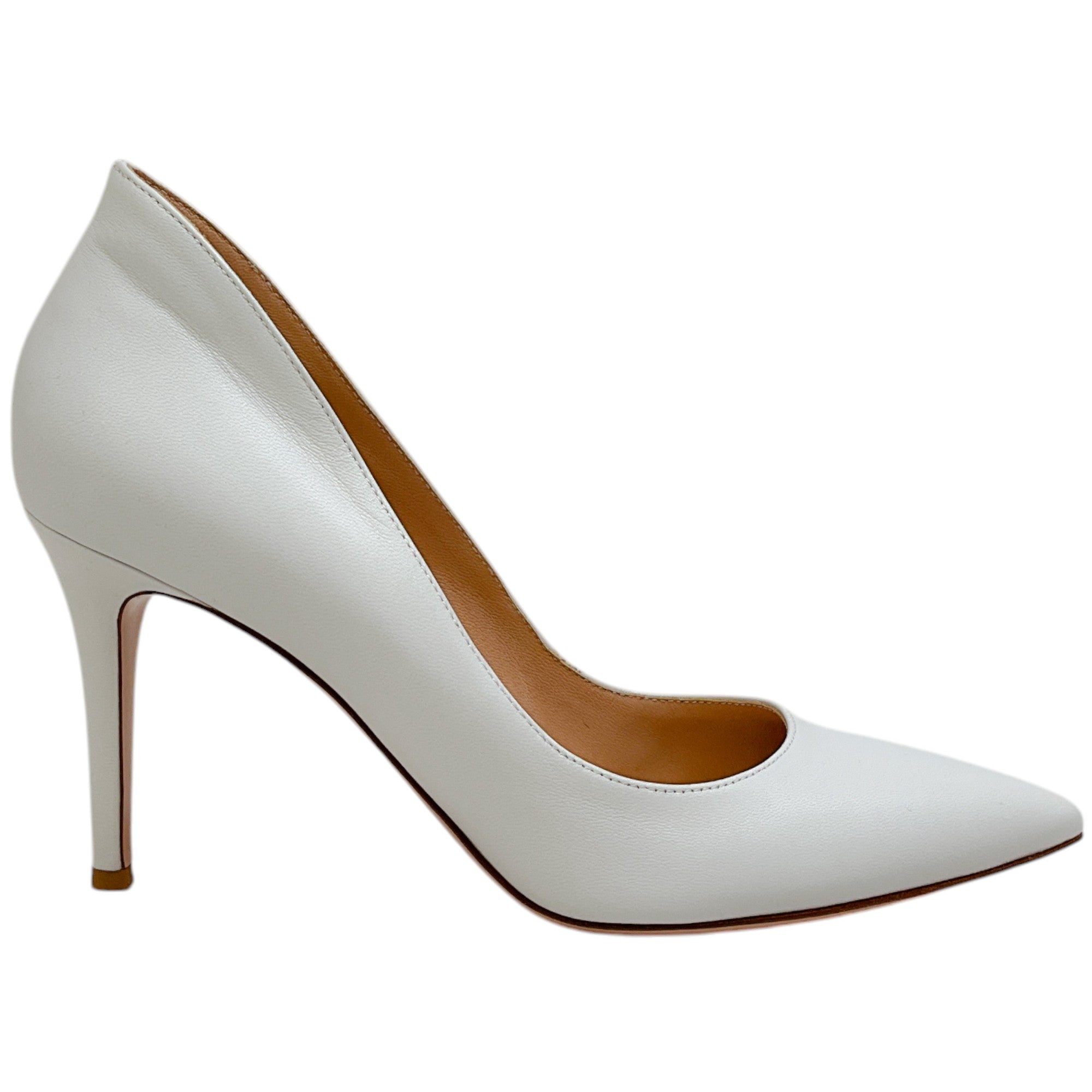 Gianvito Rossi White Leather Ellipsis 85 Pumps