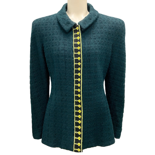 Chanel Boutique Vintage Dark Green Wool Tweed Jacket