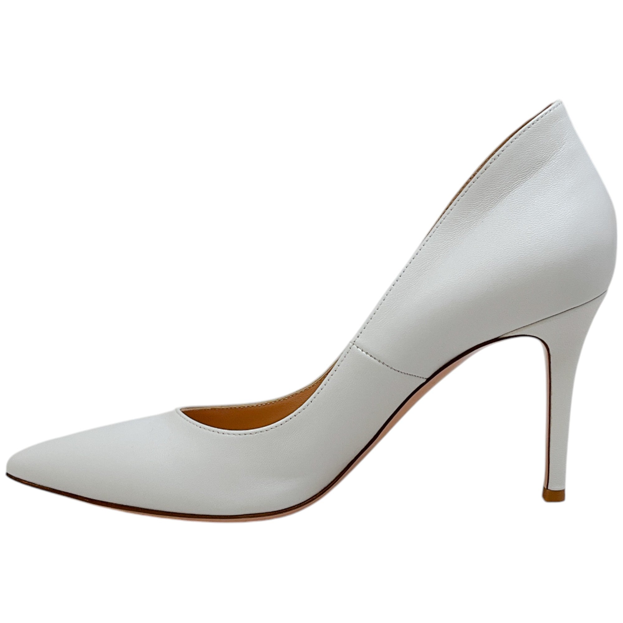 Gianvito Rossi White Leather Ellipsis 85 Pumps