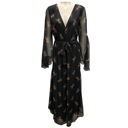 Zimmermann Black Multi Floral Chiffon Jumpsuit with Belt