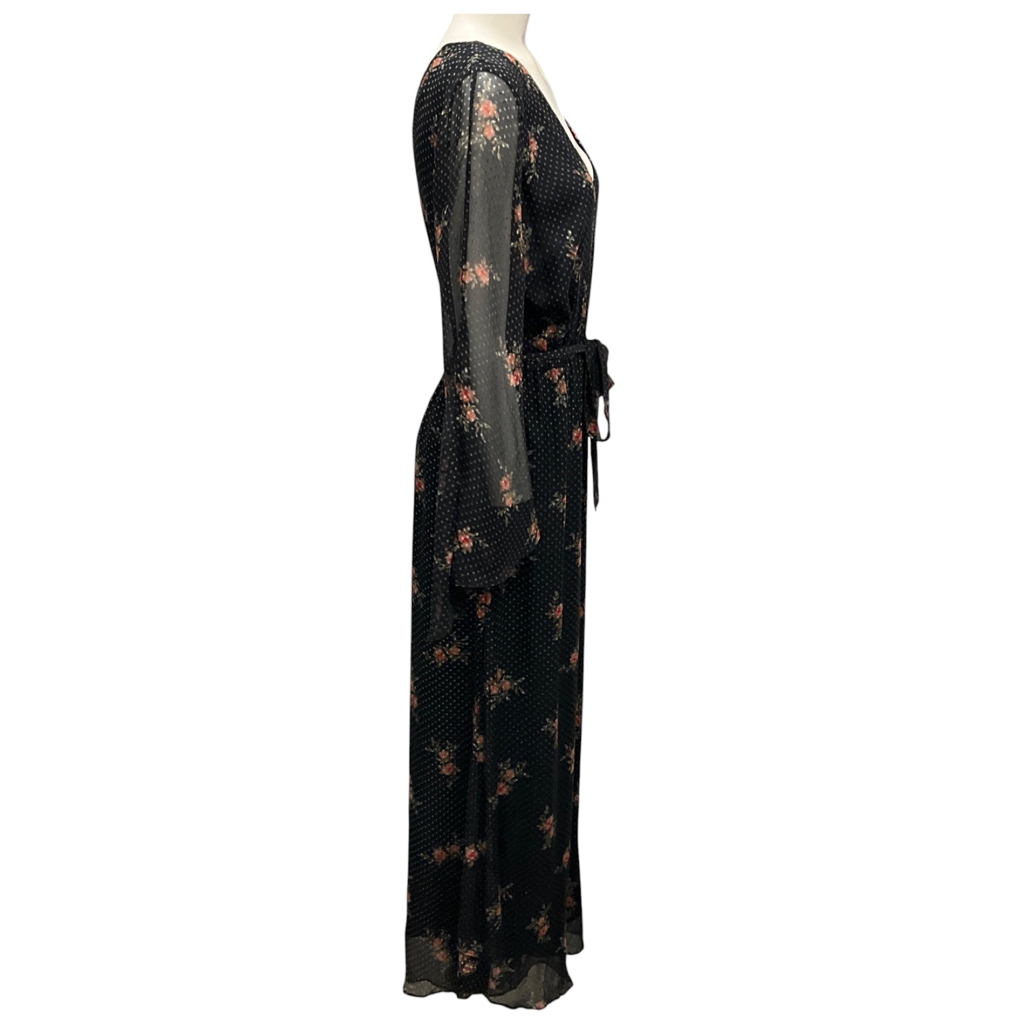 Zimmermann Black Multi Floral Chiffon Jumpsuit with Belt